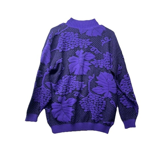 Vintage Jane Adams Sweater Acrylic 80s 1987 Corp Knit Purple Grapes Winery USA - Picture 4 of 4